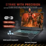 ⁦اسس لابتوب العاب تي يو اف A15 بشاشة 15.6 انش FHD 144Hz ومعالج AMD رايزن 7 7435HS وانفيديا جيفورس RTX 3050 وذاكرة DDR5 16GB وSSD 512GB وكيبورد باضاءة خلفية وواي فاي 6 وويندوز 11 برو، اسود، مجموعة قاعدة⁩ - الصورة ⁦4⁩
