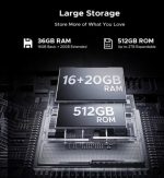 ⁦جوال S200 ماكس متين بسعة 16GB و512GB وبطارية 22000mAh وقدرة 66 واط وشاشة خلفية 1.35 انش وشاشة خلفية 6.75 انش 120Hz ديمنستي 7050 ان اف سي⁩ - الصورة ⁦3⁩