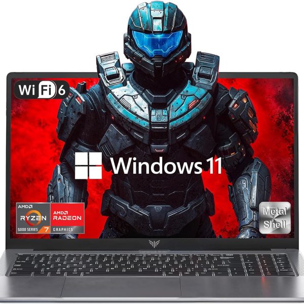 لابتوب كايجر 2025 AMD بشاشة 15.6 انش ومعالج AMD رايزن 7 5700U (8C/16T حتى 4.3GHz) وRAM 16GB وSSD NVMe 512GB وويندوز 11 وبطاقة رسومات راديون RX فيجا 8 وواي فاي 6