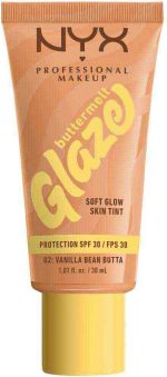 NYX Professional Makeup Buttermelt Glaze Soft Glow Skin Tint + SPF/FPS 30, Foundation, 12h Wear, Vanilla Bean Butta
