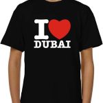 تي شيرت برقبة دائرية مطبوع عليه عبارة I Love Dubai للجنسين من رحمة، 100% قطن،