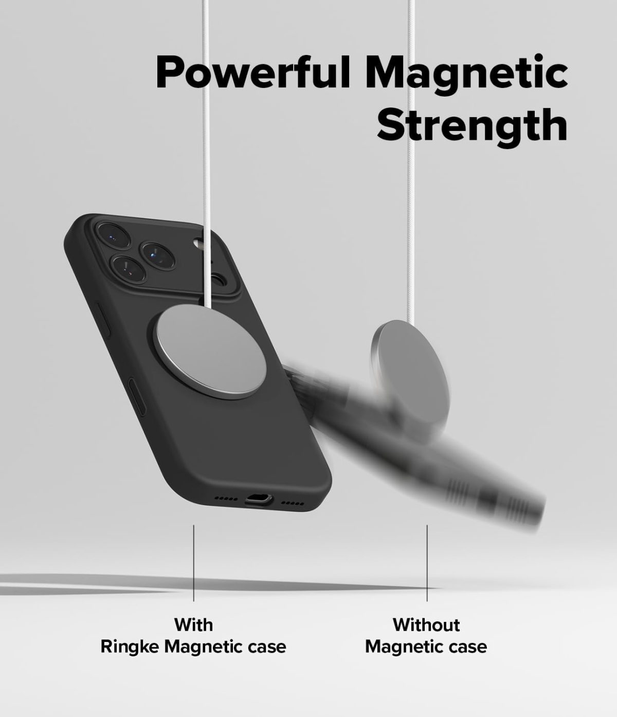 ⁦Ringke Silicone Magnetic Compatible with iPhone 17 Pro Max Case Back Cover Strong Magnet [3-Layer Liquid Silicone] Long Lasting Silky Feel Anti-Fingerprint - Black⁩ - الصورة ⁦5⁩