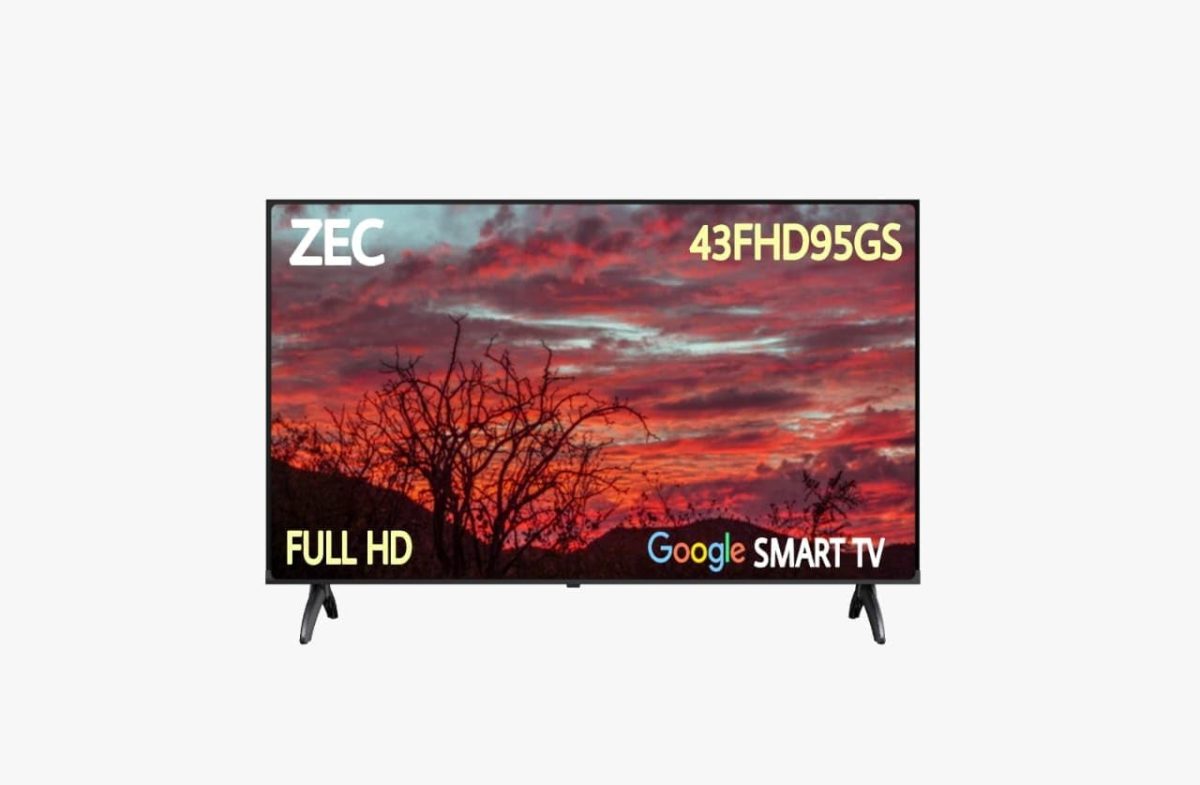 ZEC تلفزيون LED 43FHD95GS، تلفزيون ذكي FHD 109 سم، تلفزيون جوجل، HDMI، USB، صوت دولبي، تنسيقات الصوت/الفيديو الداعمة USB، تباين عالي، DVB T2 / S2، كفاءة فائقة في الطاقة، لون حقيقي