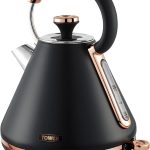 تاور غلاية كافاليتو بيراميد T10044RG مع غليان سريع، فلتر قابل للفصل، 1.7 لتر، 3000 واط، اسود وذهبي وردي