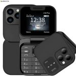 موبايل سويس i16 برو فليب مع كاميرا ثلاثية، شاشة 2.4 بوصة، تصميم شاشة مزدوجة، اسود