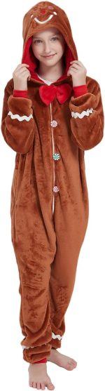 ⁦ACOGNA Elephant Onesie Kids Animal Deer Costume for Girls Boys One Piece Pajamas Cosplay Plush Soft Halloween Sleepwear⁩ - الصورة ⁦3⁩