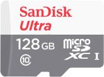 سانديسك بطاقة ذاكرة الترا microSDXC UHS-I فئة 10 سعة 128 جيجابايت بسرعة 100 ميجابايت/ثانية SDSQUNR-128G-GN6MN