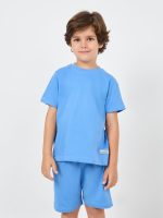 ⁦Styli Boys 2111041703 Solid Round Neck T-Shirt & Shorts Set⁩ - الصورة ⁦2⁩