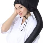 غطاء رأس ناعم مرفق مجفف شعر، غطاء رأس قابل للتعديل لمجفف الشعر المحمول باليد - تجفيف تصفيف الشعر وتجعيد الشعر وترطيب عميق (اسود)