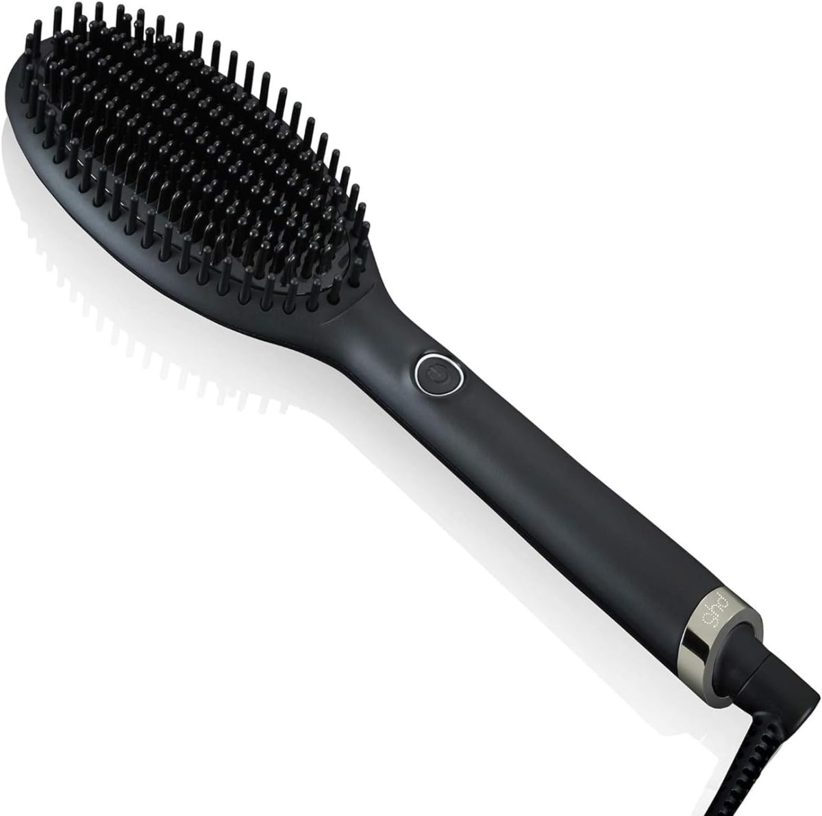 GHD فرشاة شعر حرارية من جلايد للحصول على لمسة نهائية طبيعية وناعمة بدون مجهود، تقلل من التجعد وتزيل السيراميك، درجة حرارة مشط مثالية 185 درجة مئوية، تقنية ايون، اسود