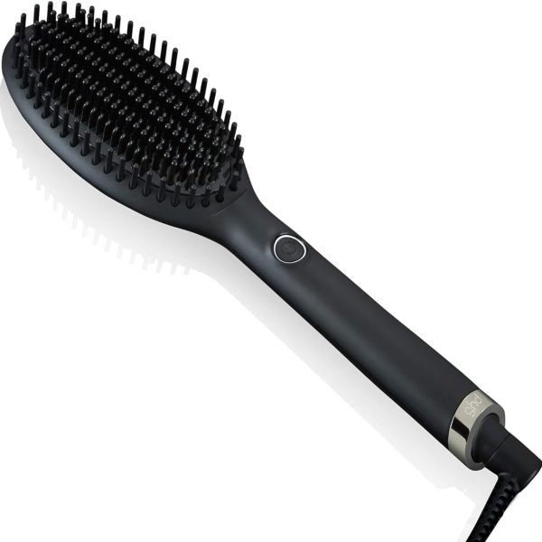 GHD فرشاة شعر حرارية من جلايد للحصول على لمسة نهائية طبيعية وناعمة بدون مجهود، تقلل من التجعد وتزيل السيراميك، درجة حرارة مشط مثالية 185 درجة مئوية، تقنية ايون، اسود
