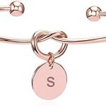 سوار معصم مطلي بالذهب الوردي بعقدة ساحرة على شكل قلب بحرف «اس» من يلو تشايمز للنساء والبنات (حرف اس), النحاس