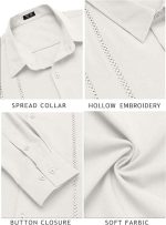 ⁦قميص رجالي كوبان غوايابيرا بنمط كاجوال بازرار امامية واكمام طويلة قمصان شاطئ صيفية⁩ - الصورة ⁦6⁩