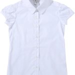 بينزوي قميص زي مدرسي للبنات: بلوزة قطن اوكسفورد باكمام قصيرة وازرار امامية للاطفال