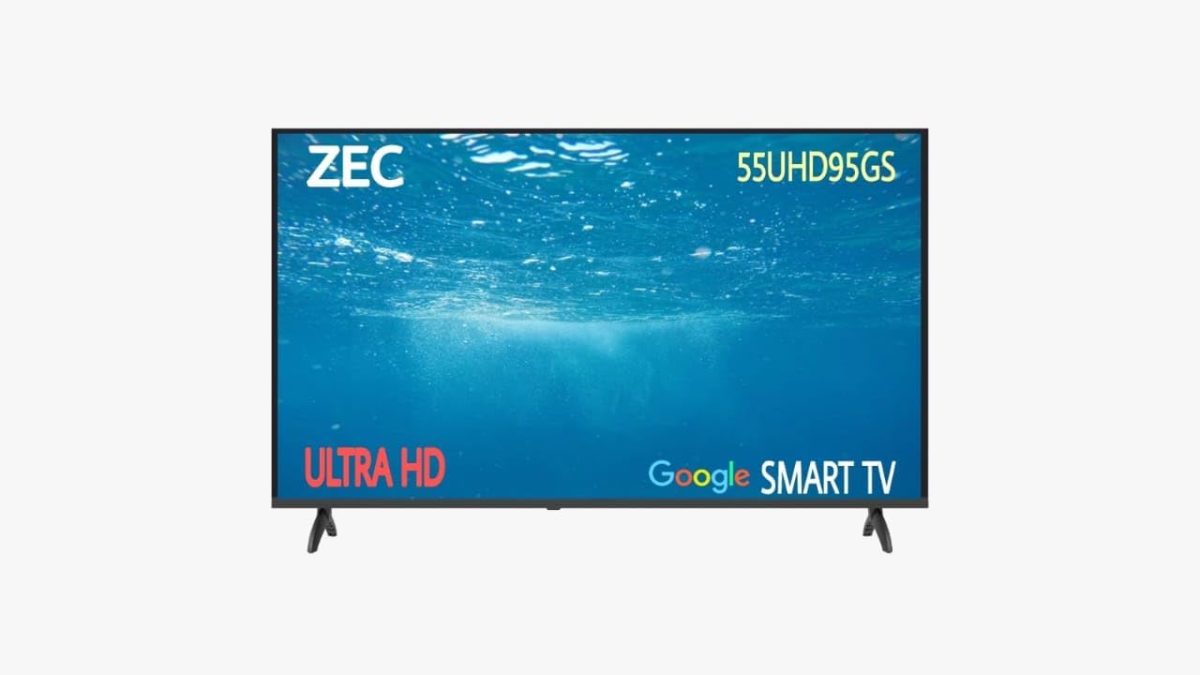 ZEC Tv Led 55UHD95GS, Ultra HD Google Smart TV, 55-inch, LED Display,Super Energy Efficient,True Color,DOLBY Audio,USB Supportive Audio/Video Formats,High Contrast,TV Signal Enhancer,