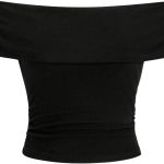 تي شيرت نسائي بدون اكتاف مكشكشة واكمام قصيرة كاجوال بقصة ضيقة من جورجليتر