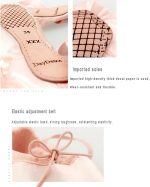 ⁦OPASDH Ballet Pointe Shoes Soft Satin And Canvas Dance Shoes,with Sewed Ribbon For Girls Womens(recommended To Choose One Size Up)⁩ - الصورة ⁦4⁩