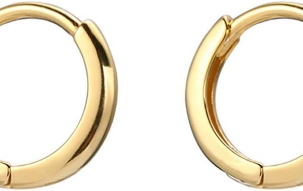 Minimalist Tiny Small Hoop Earrings for Women Girls 925 Sterling Silver 14K Gold Plated Polished Mini Huggie Hoops Cartilage Cuff Helix Thin Wrap Hypoallergenic Simple Jewelry