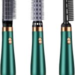 هيستيتي فرشاة فرد الشعر الاحدث 3 في 1 لفرشاة مجفف الشعر، مشط كهربائي لتجعيد الشعر، فرشاة فرد دوارة (اخضر)