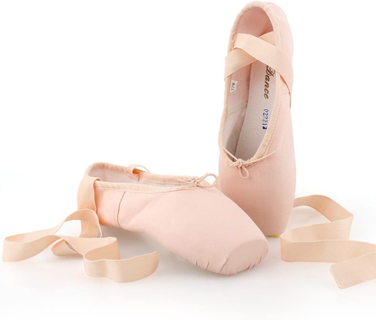 OPASDH Ballet Pointe Shoes Soft Satin And Canvas Dance Shoes,with Sewed Ribbon For Girls Womens(recommended To Choose One Size Up)