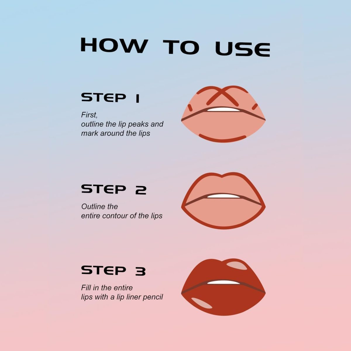 ⁦SWIUKPHE 6Pcs Liquid Waterproof Lip Liner Set, Lip Stain Tint Marker Pen, Gourd-Shaped Precise Chisel Tip for Smooth Application, Easy Glide, Nude Brown Matte Shades, Non-Feathering, Rich Color⁩ - الصورة ⁦9⁩