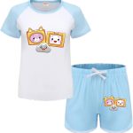 طقم بيجاما فوكسي اند بوكسي للبنات من اويكسيور، ملابس صيفية للاطفال من قطعتين ملابس رياضية