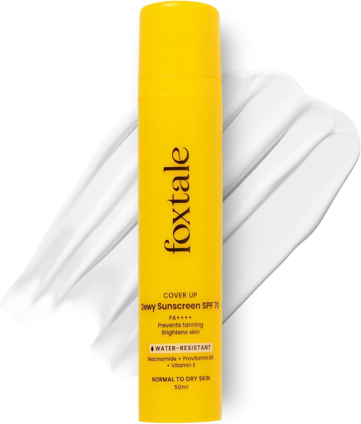 Foxtale SPF 70 Niacinamide Dewy Sunscreen with PA++++ For Dewy Sun Protection|Prevents Tan|Lightenweight, Non Greasy, No White Cast|Anti-Tan Formula|For Men & Women|For all skin type,50 Ml
