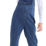 رولانكو افرهول جينز للبنات، افرهول دنغري فضفاض من الدنيم للاطفال الكبار