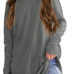 قمصان طويلة الاكمام للبنات بفتحة ابهام وقبة دائرية ضيقة وحافة فضفاضة للاطفال من عمر 5-14 سنة