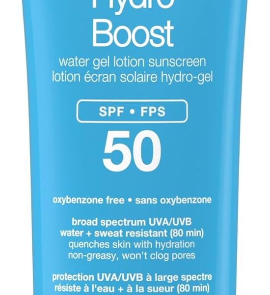 Neutrogena Hydro Boost Water Gel Lotion Sunscreen SPF 50 – 88ml | Broad Spectrum UVA/UVB Protection, Water & Sweat Resistant (80 min), Hydrating & Non-Greasy, Won’t Clog Pores