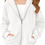 هالو مونينغ سويت شيرت بغطاء للرأس وسحاب للبنات بتصميم عصري كبير الحجم مع جيوب لعمر 5-14 سنة