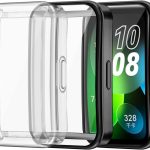 جراب حماية من زوويك متوافق مع ساعة هواوي باند 10/9/8 الذكية، غطاء حماية كامل ناعم ورفيع للغاية من البولي يوريثين الحراري لساعة هواوي باند 10/9/8 (اسود + شفاف)