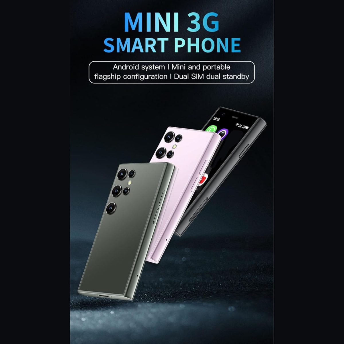 ⁦دايني هاتف ذكي S23 برو ميني 3.0 انش زجاج ثلاثي الابعاد، ذاكرة روم 2GB 16GB، كاميرا خلفية 2MP، جوال جيب 3G لـ 8.1، كاميرات مزدوجة، جوال احتياطي (اسود)⁩ - الصورة ⁦2⁩