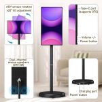 ⁦21.5-Inch Smart Touchscreen Monitor, 1080p Mobile Portable TV Stand on Wheels, Android 14, Built-in 6000mAh Battery, 90° Swivel Rotation, Remote Control, for Home, Bedroom, Gym(Black,6＋128G)⁩ - الصورة ⁦6⁩
