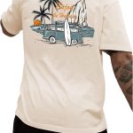 تي شيرت رجالي باكمام قصيرة ورقبة دائرية بدون طوق مطبوع عليه حروف من جورجليتر، بلايز كاجوال للشاطئ والعطلات