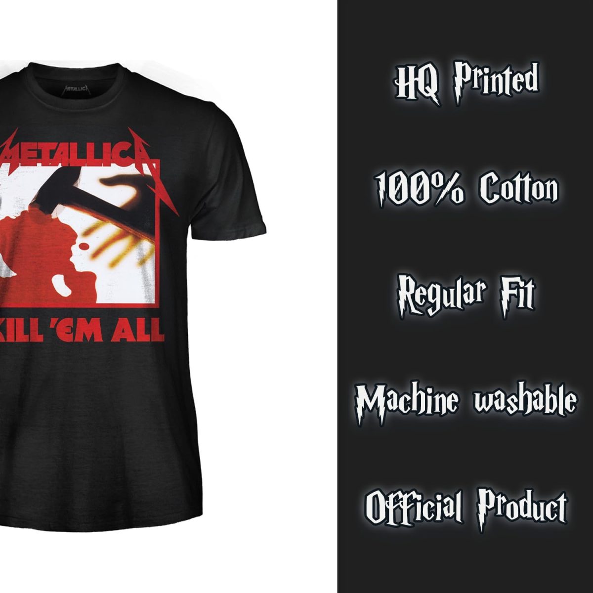 ⁦Metallica Kill 'Em All Official Rock T Shirt - Heavy Metal Band Unisex Adult Boys⁩ - الصورة ⁦6⁩