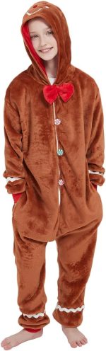 ⁦ACOGNA Elephant Onesie Kids Animal Deer Costume for Girls Boys One Piece Pajamas Cosplay Plush Soft Halloween Sleepwear⁩ - الصورة ⁦5⁩