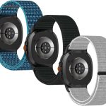 عبوة من 3 اساور نايلون متوافقة مع ساعة سامسونج جالكسي 8 (40 ملم/44 ملم) وساعة 8 كلاسيك (46 ملم) - اساور حلقية رياضية قابلة للتعديل وجيدة التهوية