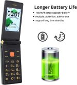 ⁦جوال متين قابل للطي مع مفصلات من خليط معدني، بطارية 4800mAh، شاشة مزدوجة، مكبر صوت عالي، كاميرا 1.3 ميجابكسل، ثنائي شرائح الاتصال جي اس ام غير مقفل (اخضر)⁩ - الصورة ⁦3⁩