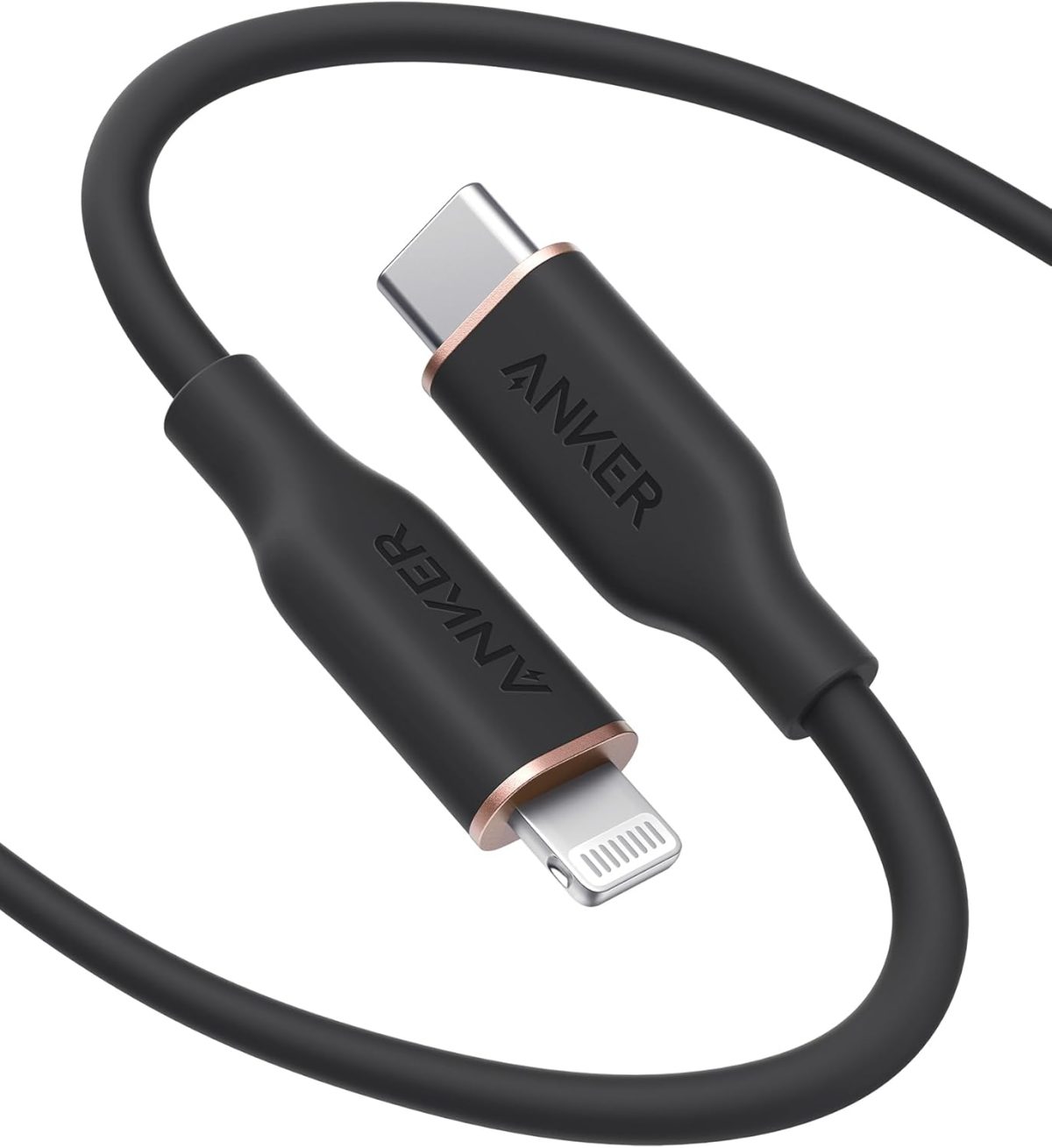 انكر كيبل باور لاين III فلو USB C الى لايتنينج لايفون 14/14 برو/14 برو ماكس/13/12/11/X/XS ماكس/XR/8، ايربودز برو، (72 انش) [معتمد من ابل] يدعم توصيل الطاقة، جل السيليكا