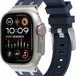 دادو سوار مطاطي من السيليكون السائل متوافق مع ساعة ابل سلسلة 10 | الترا 2 | 9 | 8 الترا | 8 | 7 | 6 49/46/45/44/42 ملم، سوار مطاطي فاخر مع محول من الستانلس ستيل