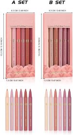 ⁦SWIUKPHE 6Pcs Liquid Waterproof Lip Liner Set, Lip Stain Tint Marker Pen, Gourd-Shaped Precise Chisel Tip for Smooth Application, Easy Glide, Nude Brown Matte Shades, Non-Feathering, Rich Color⁩ - الصورة ⁦8⁩