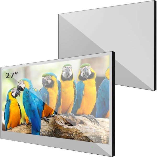 إليكسونج تلفزيون سمارت ميرور 27 بوصة للحمام بتصنيف IP66 لمقاومة المياه والغبار مع موالف HD مدمج (ATSC) وواي فاي وبلوتوث (نظام اندرويد 11.0)