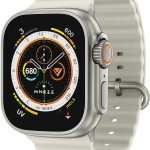 ساعة ذكية HK9 الترا 2 ماكس 49 ملم - جهاز تتبع اللياقة البدنية مع شحن لاسلكي ونظام تحديد المواقع ومعدل ضربات القلب ومراقبة النوم وتنبيهات المكالمات - متوافقة مع اندرويد وiOS - سوار ابيض