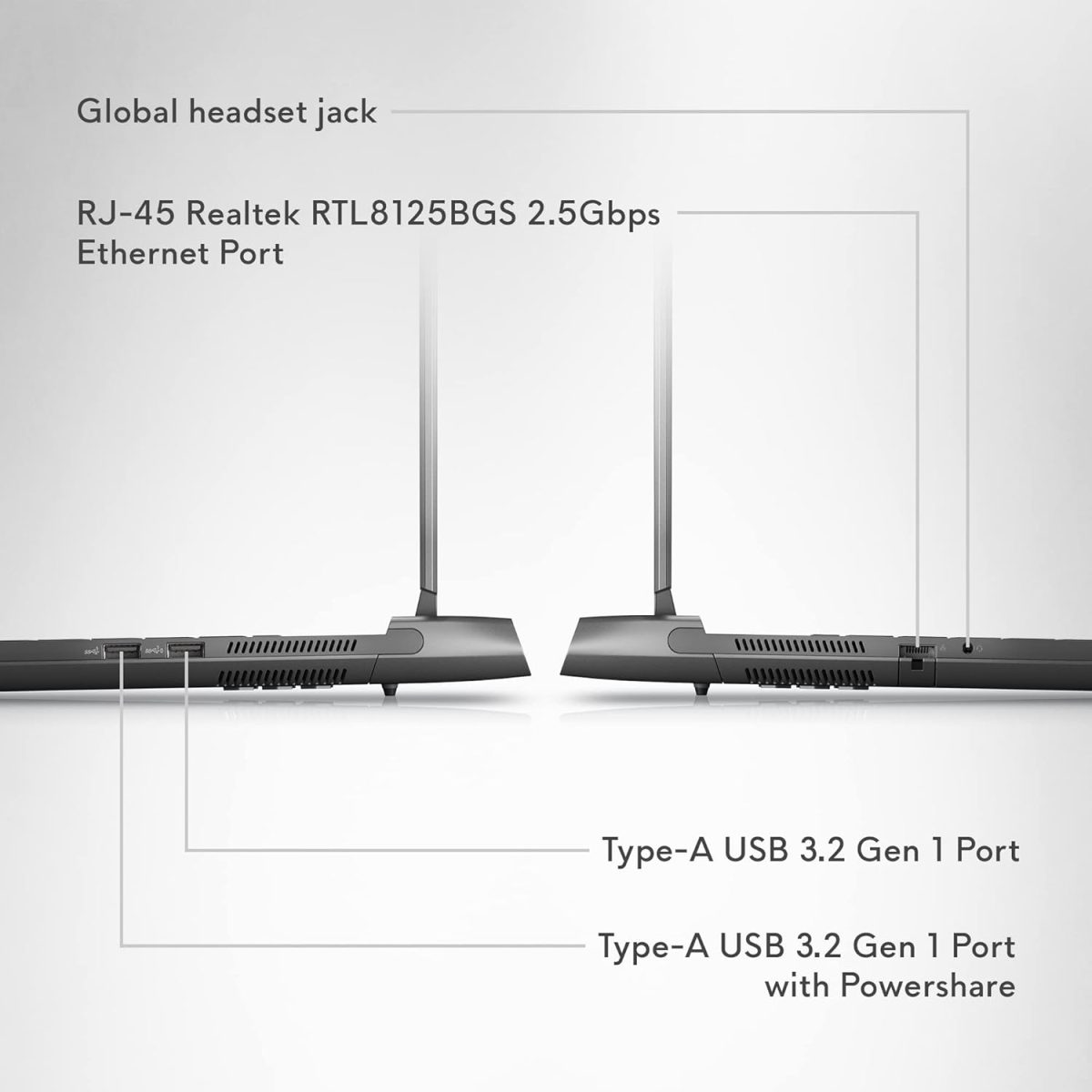 ⁦الينوير لابتوب العاب m15 R7 15.6 انش QHD (2560x1440) 240Hz، AMD رايزن 9 6900HX، 32GB DDR5، 1TB SSD، RTX 3070Ti، HDMI، واي فاي، كاميرا ويب، ويندوز 11، بريميوم لمدة عام + خدمات ترحيل 6 اشهر- اسود⁩ - الصورة ⁦11⁩