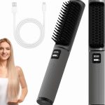 اوبيست فرشاة فرد الشعر اللاسلكية، مشط فرد الشعر بالايونات السالبة للنساء، فرشاة فرد الشعر اللاسلكية للسفر قابلة لاعادة الشحن بمنفذ USB مضادة للحروق وتسخين سريع و4 اعدادات لدرجة الحرارة