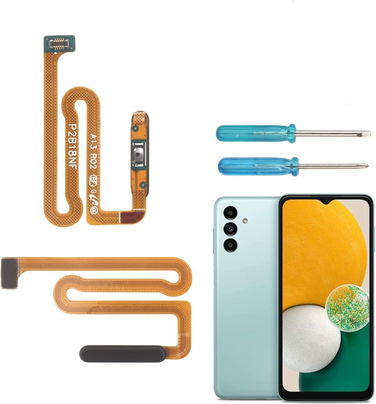 FKBAightccy for Samsung Galaxy A13 A136U Power On Off Flex Cable Replacement for Galaxy A13 A136U SM-A136B Power Button Fingerprint Sensor Flex Cable