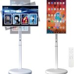 32-Inch Portable Smart TV Touch Screen,Rolling TV on Wheels with Voice Control,Android OS 8G RAM+128G Storage Built-in Battery 10500mAh Battery,for home