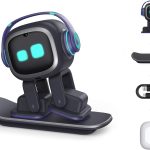 رفيق الحيوانات الاليفة لسطح المكتب من ايمو روبوت ذكي يعمل بالذكاء الاصطناعي مع تفاعل صوتي وضوء ذكي وقاعدة لوح تزلج للشحن اللاسلكي للاطفال والكبار