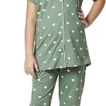 زديو طقم بدلة نوم قطنية بطبعة قلوب للبنات 5508